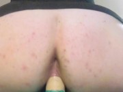 Huge tit and ass slut squirt Riding fake cock 4/16