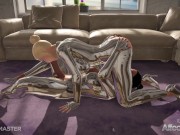 Big tits blonde and ebony futanari lesbians have new uniforms in a game 12/16