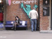 Flashing stockings line with mini skirt by sexy Jeny Smith 5/16