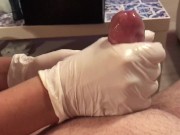 Step daughter gives dad sloppy handjob in doctor latex gloves 16/16