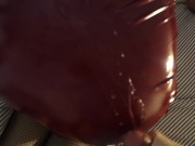 Amateur girl fingering till orgasm and cumming on her latex skirt 16/16