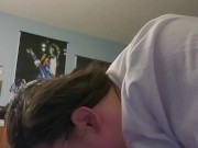 My neighbor cums in my mouth BBW glasses blowjob 1/16