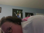 My neighbor cums in my mouth BBW glasses blowjob 10/16