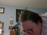 My neighbor cums in my mouth BBW glasses blowjob 14/16