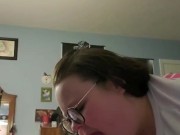 My neighbor cums in my mouth BBW glasses blowjob 15/16