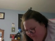 My neighbor cums in my mouth BBW glasses blowjob 16/16