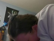My neighbor cums in my mouth BBW glasses blowjob 2/16