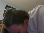 My neighbor cums in my mouth BBW glasses blowjob 4/16