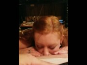 Redhead Slut Wife Begs Daddy 4 Cock Strips n Sucks til Cumshot Facial 9/16