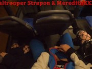 2 girls and 1 guy, douple team blowjob in city bus. Really public.Milf/teen 16/16