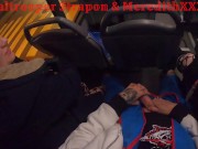 2 girls and 1 guy, douple team blowjob in city bus. Really public.Milf/teen 3/16