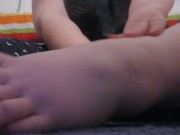 Irish BBW Cutie Putting Lotion On Legs and Feet 3/16