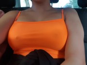 Naughty tease in the car with people around 9/16