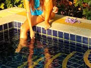 A Book...BUTT Plug...PussyCat and GOOD MOOD is all you need for Pool RELAX 6/16