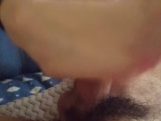 My girlfriend give me a hot FOOTJOB in red toes (cum on feet) 5/16