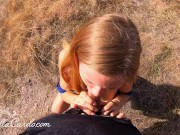 Redhead Deepthroat and Doggystyle Big Dick Stranger - Oral Creampie Outside 7/16