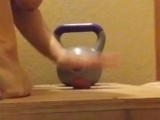 Wife crushes balls with kettle bells 11/16