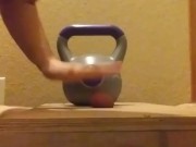 Wife crushes balls with kettle bells 12/16