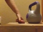 Wife crushes balls with kettle bells 13/16