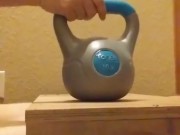 Wife crushes balls with kettle bells 2/16