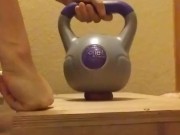 Wife crushes balls with kettle bells 4/16