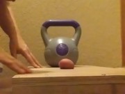 Wife crushes balls with kettle bells 5/16