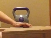 Wife crushes balls with kettle bells 8/16