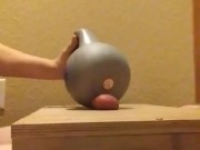 Wife crushes balls with kettle bells 9/16
