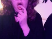 Cute Goth Girl Squirts and Fucks Inked Pussy 1/16