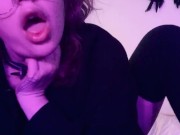 Cute Goth Girl Squirts and Fucks Inked Pussy 3/16