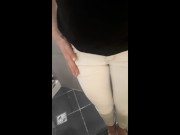 Desperate pee in white Jeans and rubbing my wet clit Full video on ModelHub 6/16
