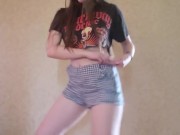  Amateur Brunette dances and Strips to Nude  6/16