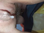 Creampie! Sperm flows out of pussy and drips on the floor 15/16