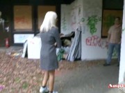 German Skinny Teen Anni Angel Outdoor Foursome with 3 Stranger Nerd Guys 2/16