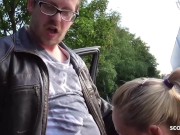 Public Double Blowjob from Two German Teen by Stranger Guy 9/16