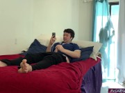 Voyeur stepmom fucks stepson after catching him masturbating 3/16