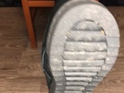 Student girl show nylon socks, boots and foot after study 4/16