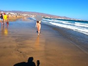 Public nudity walking naked on the beach Amateur MiaAmahl 11/16