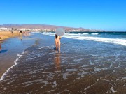 Public nudity walking naked on the beach Amateur MiaAmahl 12/16