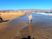 Public nudity walking naked on the beach Amateur MiaAmahl 14/16