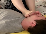 Girlfriend’s feet on my face in bed 7/16