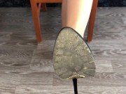 teen student girl in nylon stockings show shoes and stinky foot domination 10/16