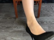 teen student girl in nylon stockings show shoes and stinky foot domination 8/16