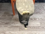 teen student girl in nylon stockings show shoes and stinky foot domination 9/16