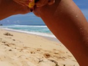 Banana PEE on Paradise Beach # Amazing PISSING during BANANA MASTURBATION 15/16