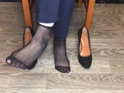 kelly_feet office secretary in black nylon stockings after work shoes  10/16