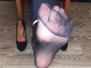 kelly_feet office secretary in black nylon stockings after work shoes  11/16