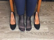 kelly_feet office secretary in black nylon stockings after work shoes  12/16