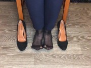 kelly_feet office secretary in black nylon stockings after work shoes  6/16