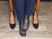 kelly_feet office secretary in black nylon stockings after work shoes  7/16